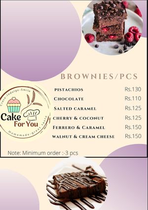 Brownies menu (can be made gf and vegan)  at Cake for You  in Ratnanagar