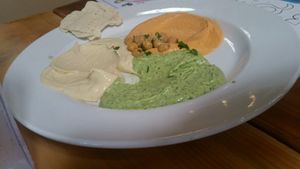 Large hummus plate trio! yum! at Pita Jungle in Mesa