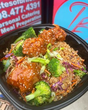 Vegan Fried Rice w/ Lion’s Mane Orange Chicken at Tastes of Bri in Cicero