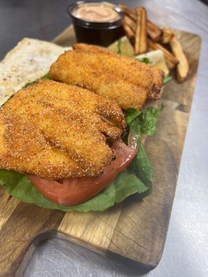 “Fish” sandwich made from hearts of palm at Tastes of Bri in Cicero