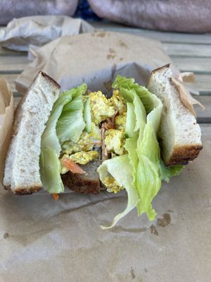 Scrambled tofu sandwich - so goodd  at Piknik in Burleigh Heads