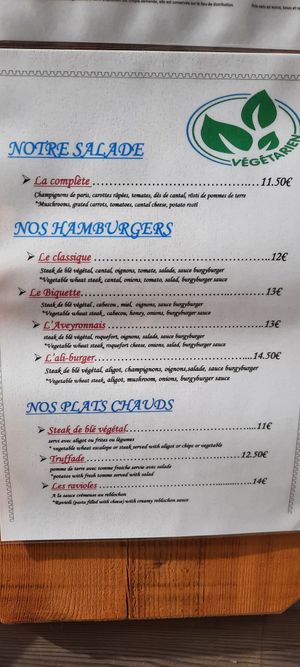 Vegetarian menu at L'insolite in Najac