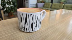 Oat latte at Skratch Labs Cafe in Boulder