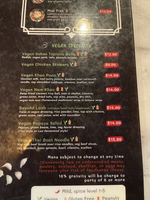 vegan specialties   at So Saap in San Diego