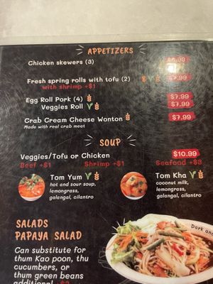 vegan appetizers and soups   at So Saap in San Diego