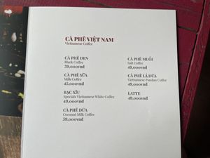 Menu   at Tứ Phủ Coffee in Ho Chi Minh City