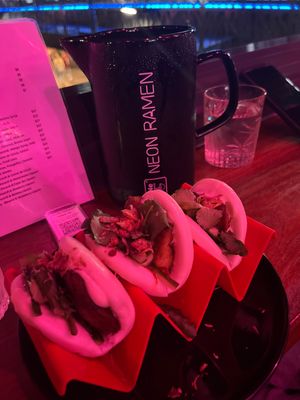 Smoked duck (alternative) bao  at Neon Ramen  in Everton Park