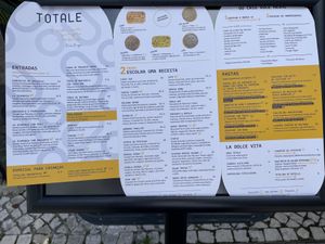 Ementa  at Totale Pizzeria - Parque das Nações in Lisbon