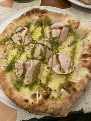 Vegan cheese and mortadella   at Slap Pizza in Darmstadt