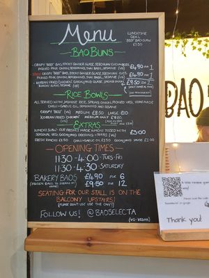 Menu at Bao Selecta in Cardiff