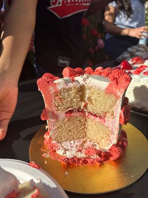 raspberry jam filling in vanilla cake  at Mad Vegan Co - Pre-orders in Oakland