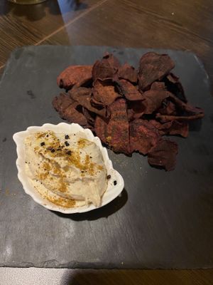 Hummus and Chips   at La Puerta Alta in Ayamonte