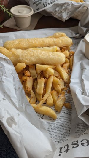 Vegan Fish & chips at Suzy Spoon's Vegetarian Butcher in Marrickville