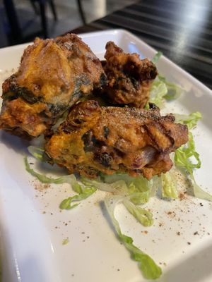 Veggie pakora—a bit more dense than what I prefer   at Nazara Indian Bistro in Cary