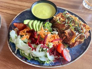 Delicious Vegan Lasagna with Salad  at Somos Amor Cafe & Elixir Lounge in Uvita