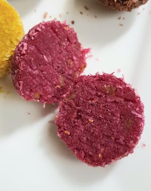 raspberry energy ball - inside at Vegan Cakes Sydney - Raw Passion in Wetherill Park