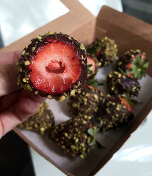 chocolate coated strawberries - inside at Vegan Cakes Sydney - Raw Passion in Wetherill Park
