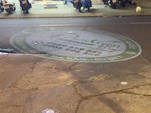Road surface advertising   at Pure Vegan by Lam   in Ho Chi Minh City