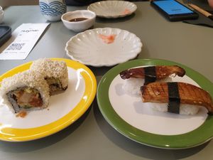 Sushi, and oyster mushroom nigiri at Midori By Tao's   in Balwyn North