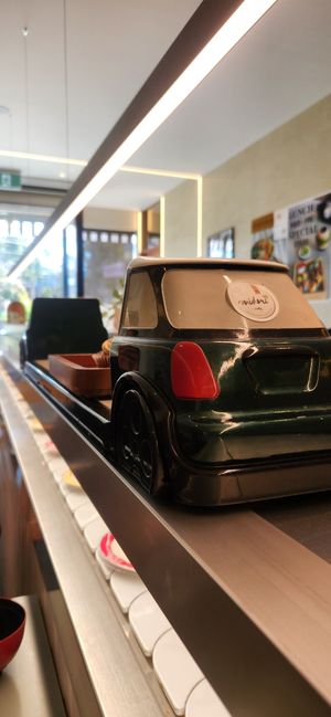 Food ordered off the menu comes in a little car! So cute. at Midori By Tao's   in Balwyn North