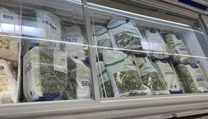 Frozen greens in large packages   at Metro Toptancı Market  in Antalya