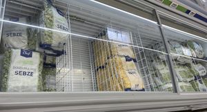 Frozen corn and peas   at Metro Toptancı Market  in Antalya