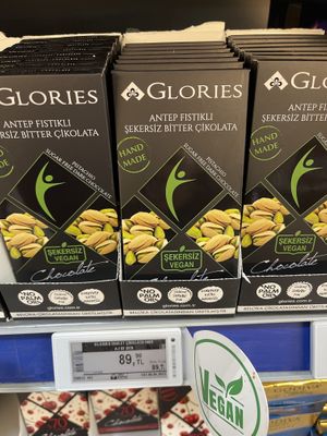 Chocolate with pistachios   at Metro Toptancı Market  in Antalya