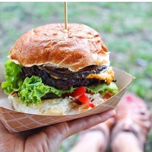 Burger at Chickpea & Olive in Brooklyn