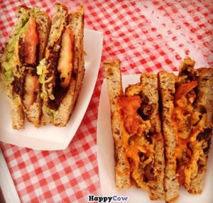 chipotle cheddar mushroom melt & phatty melt at Chickpea & Olive in Brooklyn