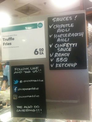 menu for the dat, at Chickpea & Olive inside Brooklyn Whole Foods Market at Chickpea & Olive in Brooklyn