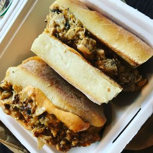 Chkn steak sandwich (jackfruit)  at Chickpea & Olive in Brooklyn