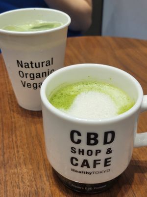 Matcha almond milk at HealthyTOKYO CBD Shop & Cafe - Shinjuku in Tokyo