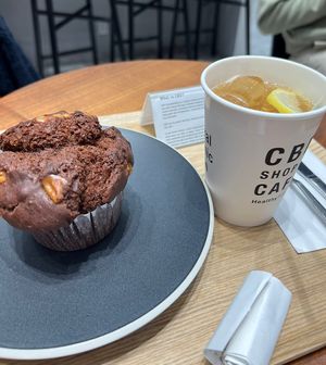 Banana chocolate muffin with lemonade   at HealthyTOKYO CBD Shop & Cafe - Shinjuku in Tokyo
