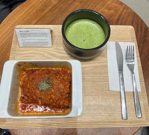 Matcha with lasagna   at HealthyTOKYO CBD Shop & Cafe - Shinjuku in Tokyo