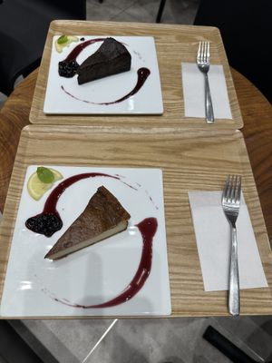Vegan chocolate cake and cheesecake, both also gluten-freee  at HealthyTOKYO CBD Shop & Cafe - Shinjuku in Tokyo