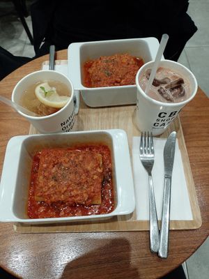 Vegan and glutenfree lasagna, cold cocoa... at HealthyTOKYO CBD Shop & Cafe - Shinjuku in Tokyo