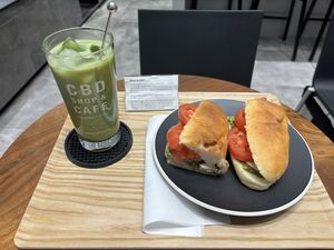 CBD matcha & Italian caprese sandwich   at HealthyTOKYO CBD Shop & Cafe - Shinjuku in Tokyo