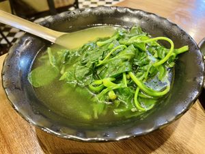 Soup with spinaches   at Bún Dảo Cơm Sườm - Maybe closed in Cao Bang