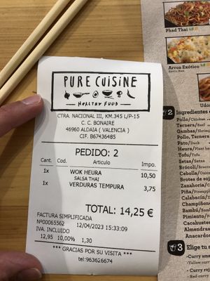 ticket  at Pure Cuisine   in Aldaia