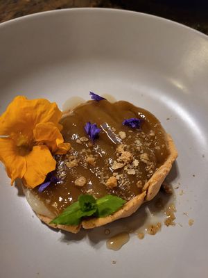 Rhubarb tart (vegan) at Higgs Field Restaurant in Kilkenny