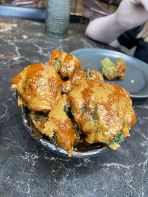 Bang bang broccoli - spicy crunchy bit of heaven.  at PLANTA Queen in Washington