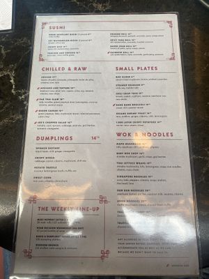 Menu  at PLANTA Queen in Washington