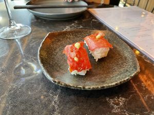 Watermelon based ahi tuna nigiri   at PLANTA Queen in Washington