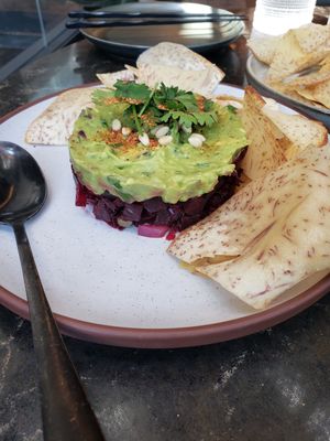 Tuna tartare with avocado at PLANTA Queen in Washington
