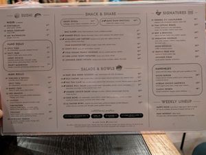 Menu at PLANTA Queen in Washington
