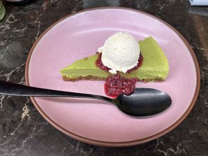 Matcha cheezecake, sooo good  at PLANTA Queen in Washington