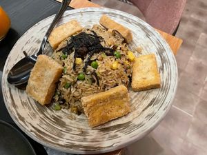 Truffle Rice with crispy tofu at PLANTA Queen in Washington