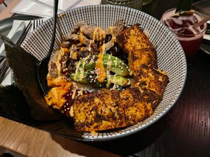 Poke Bowl with blackened tofu at PLANTA Queen in Washington