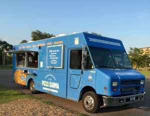 Pizza Karma's food truck at a live music event in the south metro. I was a little disappointed because there were no vegan items on the menu. at Pizza Karma in Apple Valley