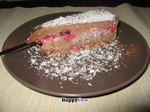 Raw chocolate delight cake at Omra Elias in Bucharest, Romania. at Omra Elias in Bucharest